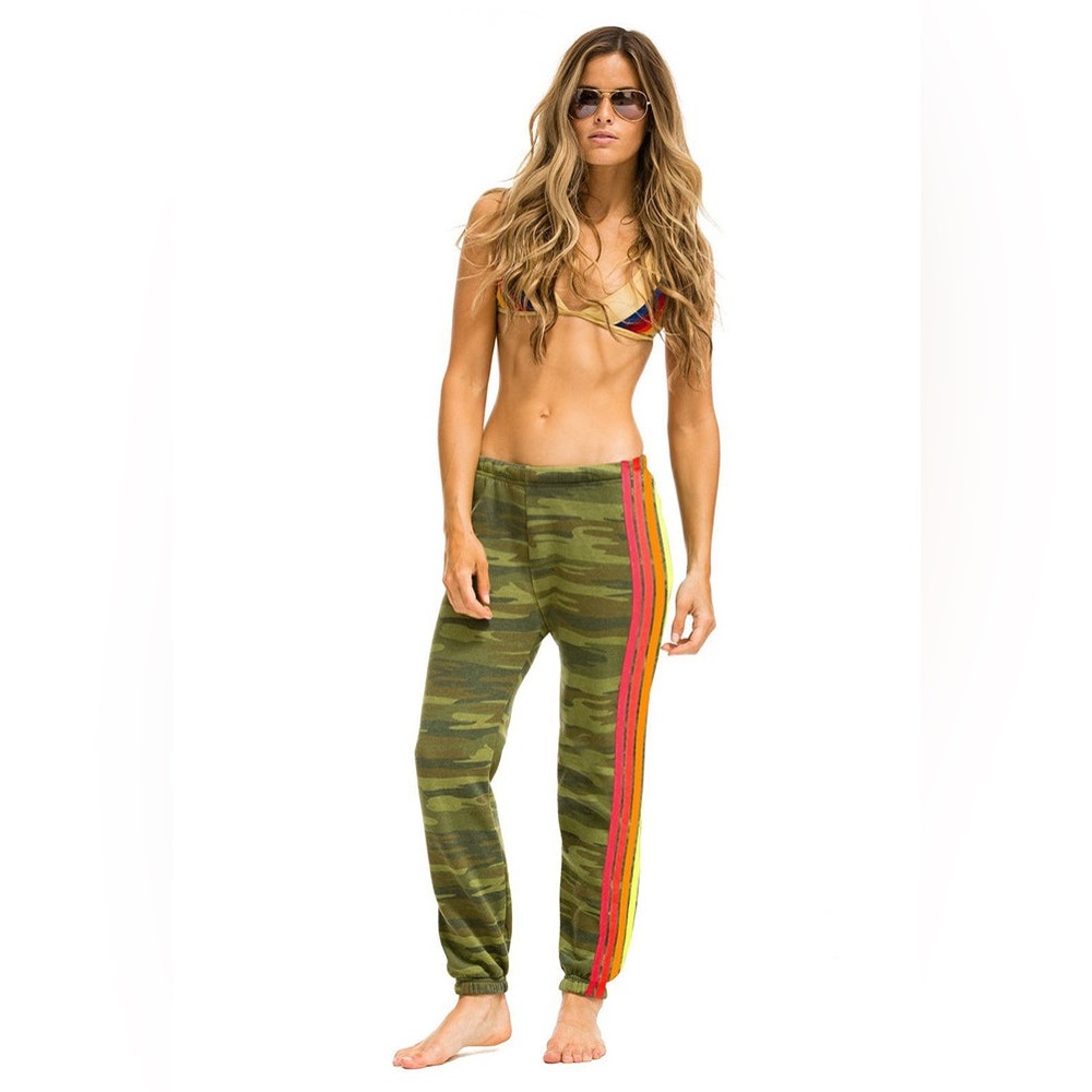 Aviator Nation 4 Stripe Sweatpants Camo / Neon Size XS - Picture 2 of 13